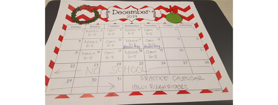 December Practice Calendar